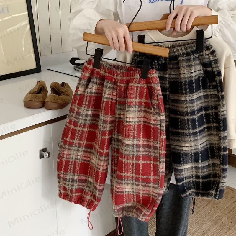 Toddler Vintage Plaid Drawstring Balloon Pants - image 1
