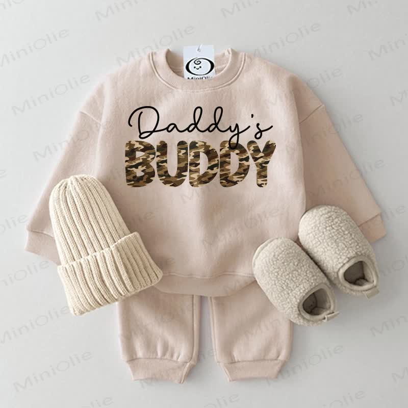 DADDY'S BUDDY Baby Toddler Sweatshirt 2-piece Set - Beige - 2-3T - image 2