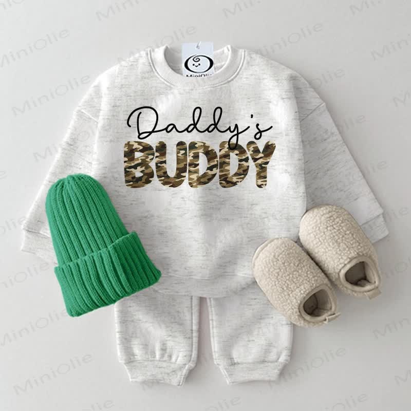 DADDY'S BUDDY Baby Toddler Sweatshirt 2-piece Set - Light Grey - 2-3T - image 1