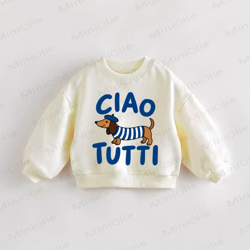 CIAO TUTTI Baby Toddler Daschund Cream Sweatshirt - Cream - 3-5T - image 1