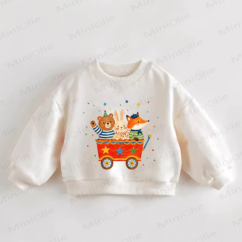 Baby Toddler Cute Animal Car Cream Sweatshirt - Cream - 3-5T - image 1