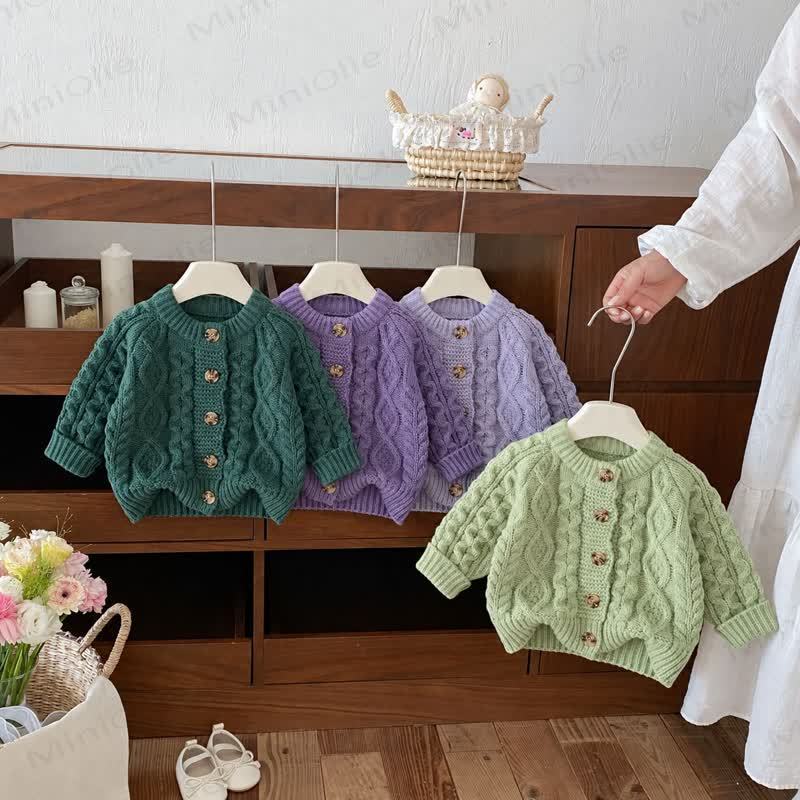 Baby Toddler Girl Ribbed Button Cardigan Sweater - image 1