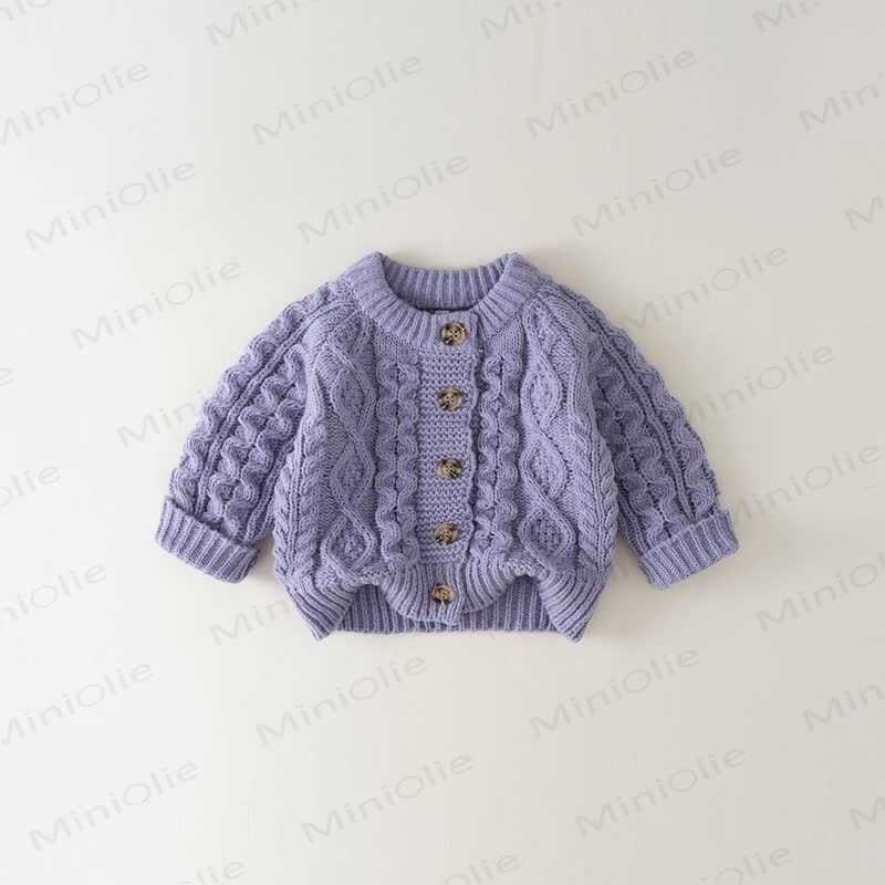 Baby Toddler Girl Ribbed Button Cardigan Sweater - Light Purple - 6-7T - image 6