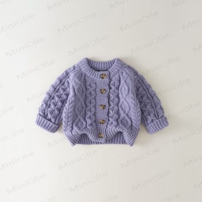Baby Toddler Girl Ribbed Button Cardigan Sweater - Light Purple - 6-7T - image 6