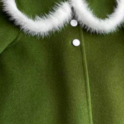 Toddler Girl Green Faux Fur Collar Wool Coat - image 2