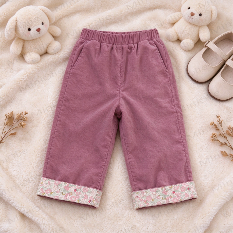 Toddler Pink Floral Patchwork Corduroy Pants - Pink - 4-5T - image 1