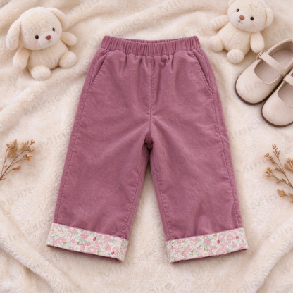 Toddler Pink Floral Patchwork Corduroy Pants - Pink - 4-5T - image 1