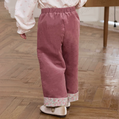 Toddler Pink Floral Patchwork Corduroy Pants - image 3