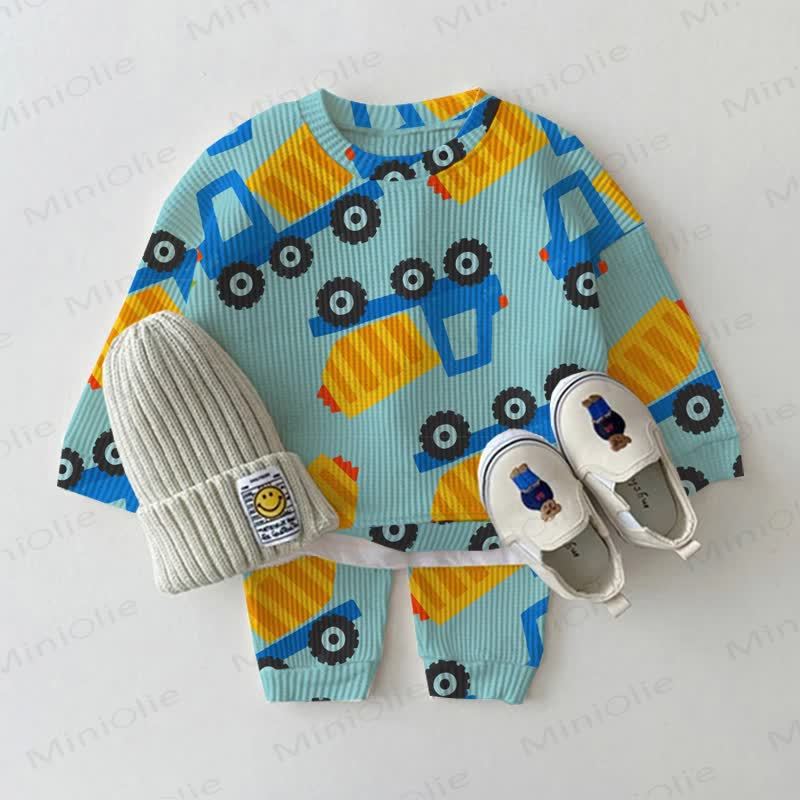 Baby Truck Print Waffle 2-piece Set - Blue - 2-3T - image 1
