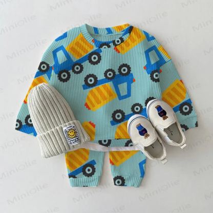 Baby Truck Print Waffle 2-piece Set - Blue - 2-3T - image 1