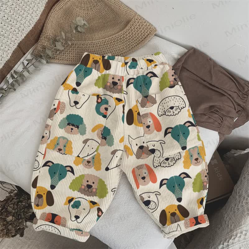 Baby Toddler Puppy Head Beige Corduroy Pants - Beige - 3-5T - image 1