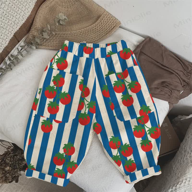 Baby Toddler Stripe Tomato Beige Corduroy Pants - Beige - 3-5T - image 1