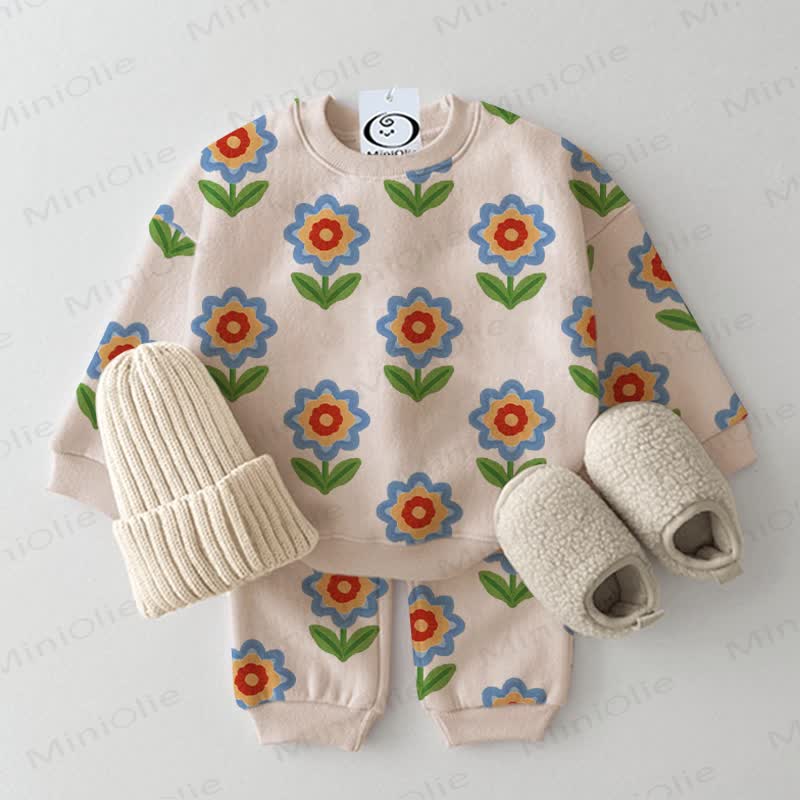Baby Flower Print 2-piece Set - Beige - 2-3T - image 1
