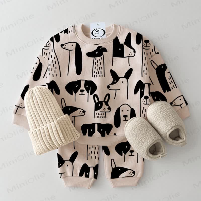 Baby Dalmatian Dachshund 2-piece Beige Set - Beige - 2-3T - image 1