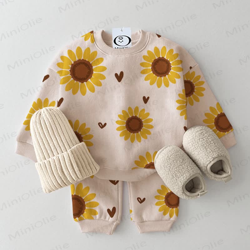 Baby Toddler Sunflower 2-piece Beige Set - Beige - 2-3T - image 1