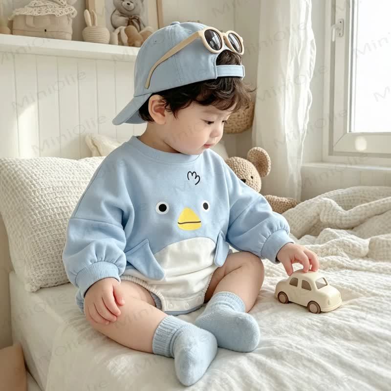 Baby Boy Penguin/Panda  Long Sleeve Bodysuit or White Leggings - image 3