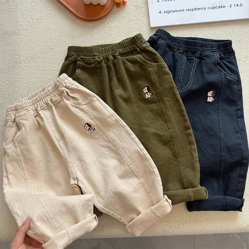 Toddler Boys Cotton Dog Embroidery Pants - image 1