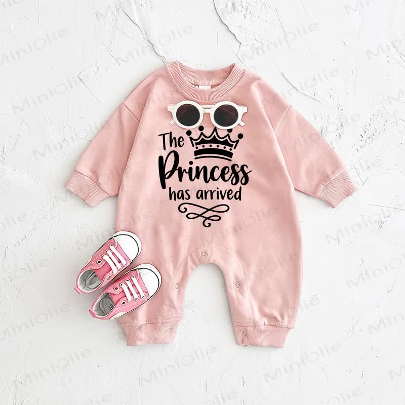 THE PRINCESS HAS ARRIVED Baby Crown Print Pink Romper - Pink - 2-3T - image 1