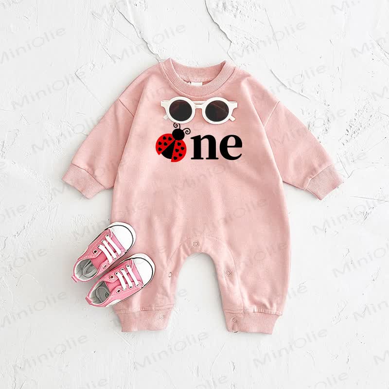ONE Baby Ladybug Print Pink Romper - Pink - 2-3T - image 1