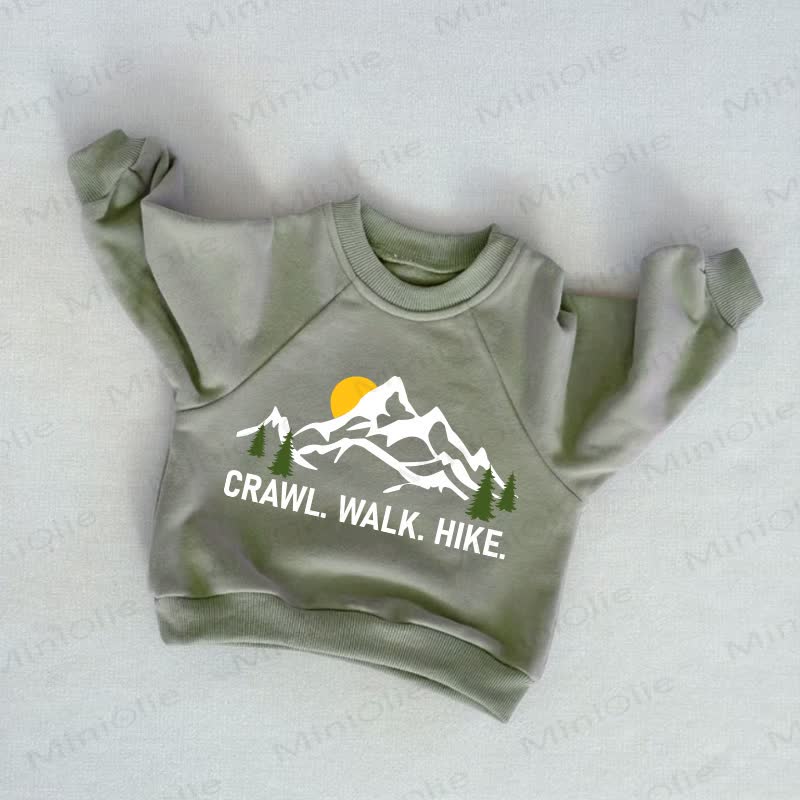 CRAWL. WALK. HIKE. Baby Toddler Mountain Grey Green Sweatshirt - Grey Green - 3-5T - image 1
