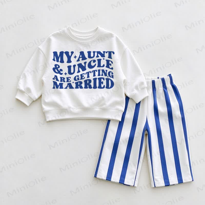 MY AUNT & UNCLE ARE GETTING MARRIED Baby Sweatshirt and Blue Pants 2-piece Set - White&Blue - 2-3T - image 1