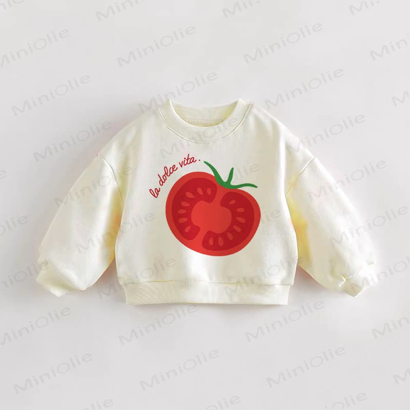 LA DOLCE VITA Baby Toddler Tomato Cream Sweatshirt - Cream - 3-5T - image 1