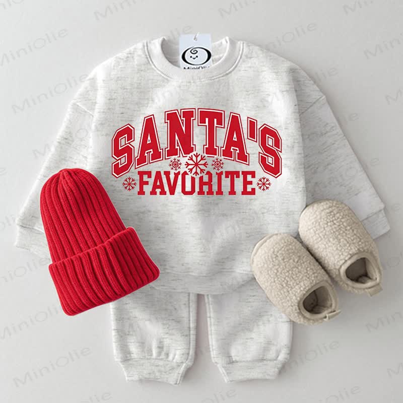 SANTA'S FAVORITE Baby Toddler Snowflake Light Grey Sweatshirt 2-piece Set - Light Grey - 2-3T - image 1