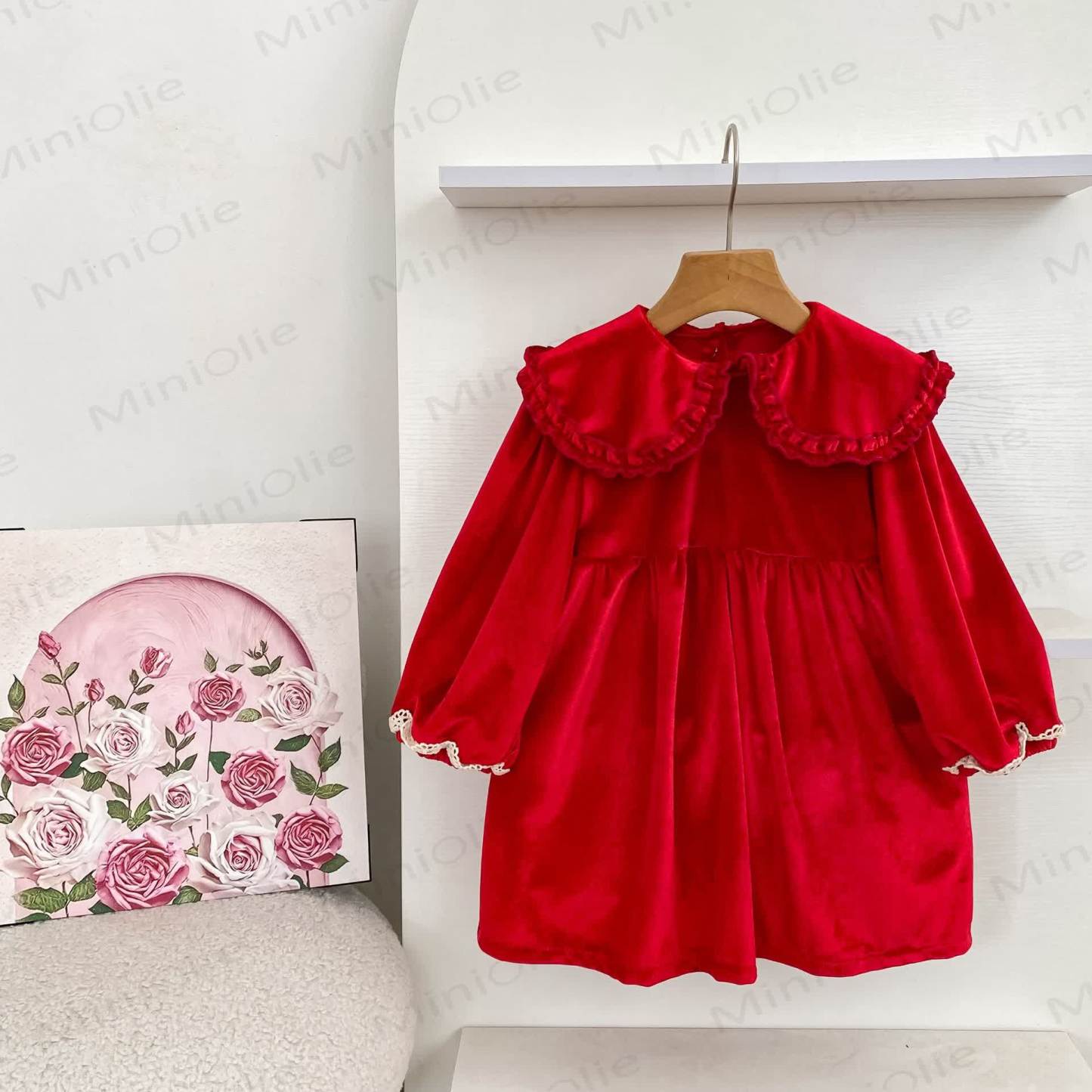 Toddler Girl Christmas Ruffle Collar Dress - image 1