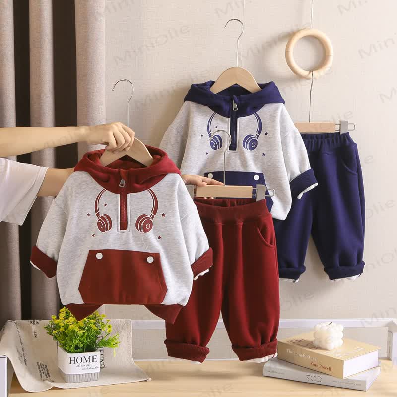 Toddler Headphone Graphic Fleece Hoodie and Jogger 2-Piece Set - image 1