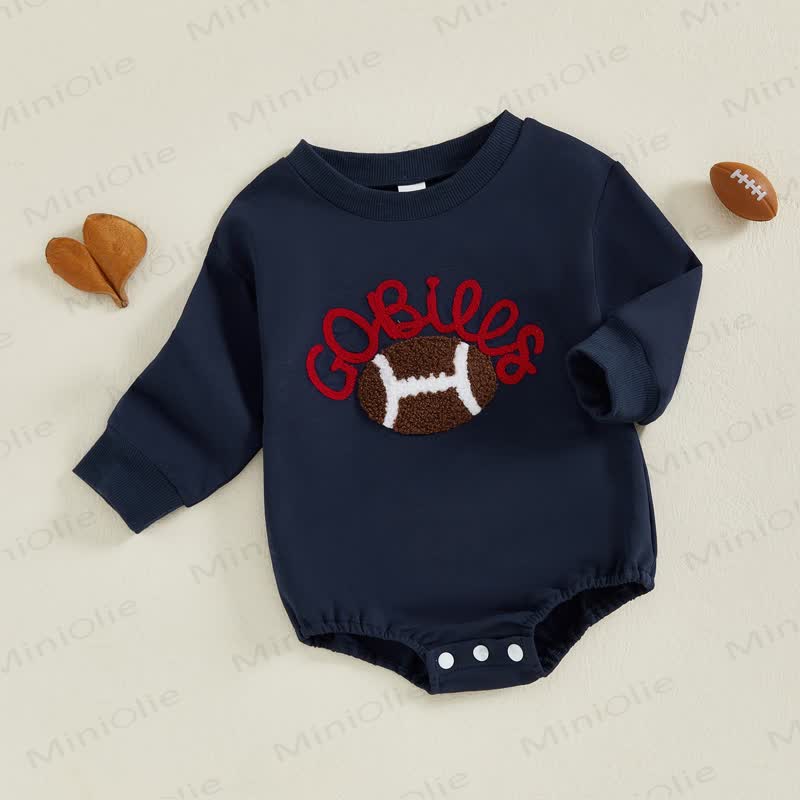 GO BILLS Baby Boy Navy Football Patch Long Sleeve Bodysuit - image 2