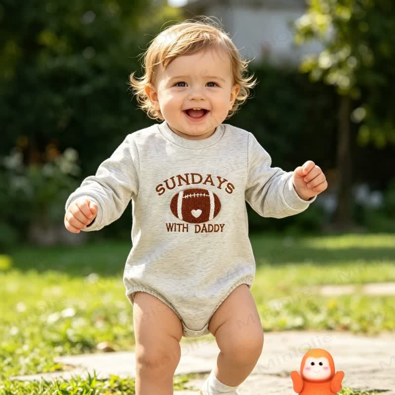 SUNDAYS WITH DADDY Baby Football Long Sleeve Bodysuit - image 1