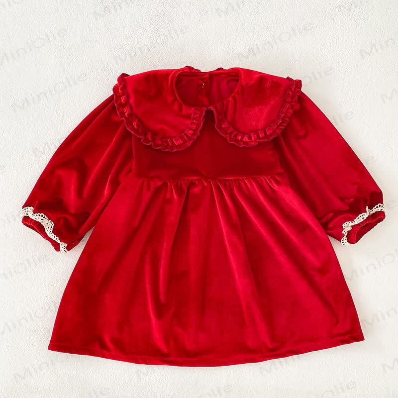 Toddler Girl Christmas Ruffle Collar Dress - image 2