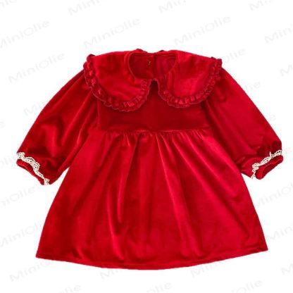 Toddler Girl Christmas Ruffle Collar Dress - Red - 6-7T - image 3