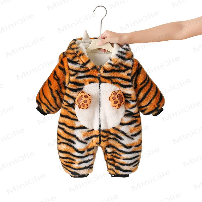 Baby Tiger Hooded Zip Front Costume Romper - Orange - 18-24M - image 2