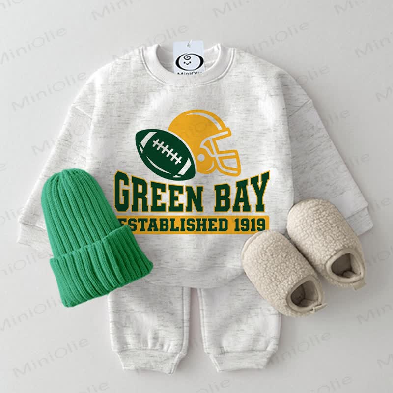 GREEN BAY Baby Football Helmet Light Grey Sweatshirt 2-piece Set - Light Grey - 2-3T - image 1