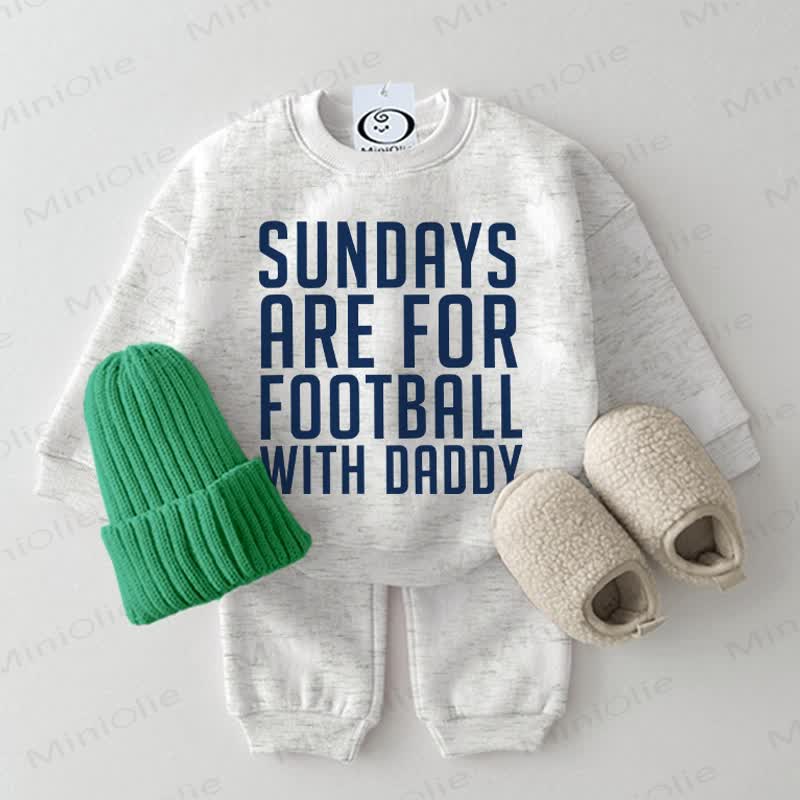 SUNDAYS ARE FOR FOOTBALL WITH DADDY Baby Toddler Light Grey Sweatshirt 2-piece Set - Light Grey - 2-3T - image 1