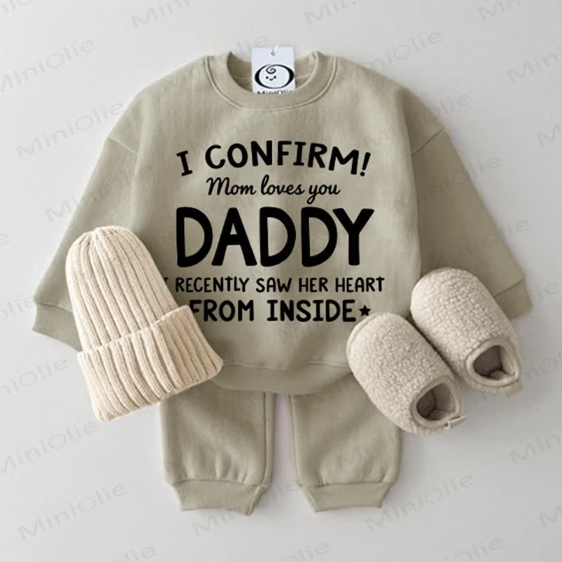  I CONFIRM! MOM LOVES YOU  DADDY  I RECENTLY SAW HER HEART FROM INSIDE Baby Golf Cart Grey Green Sweatshirt 2-piece Set - Grey Green - 2-3T - image 1