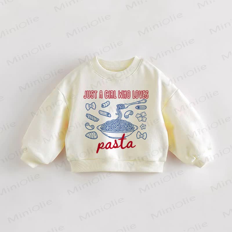 JUST A GIRL WHO LOVES PASTA Baby Toddler Pasta Cream Sweatshirt - Cream - 3-5T - image 1