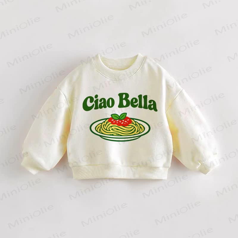 CIAO BELLA Baby Toddler Pasta Print Cream Sweatshirt - Cream - 3-5T - image 1