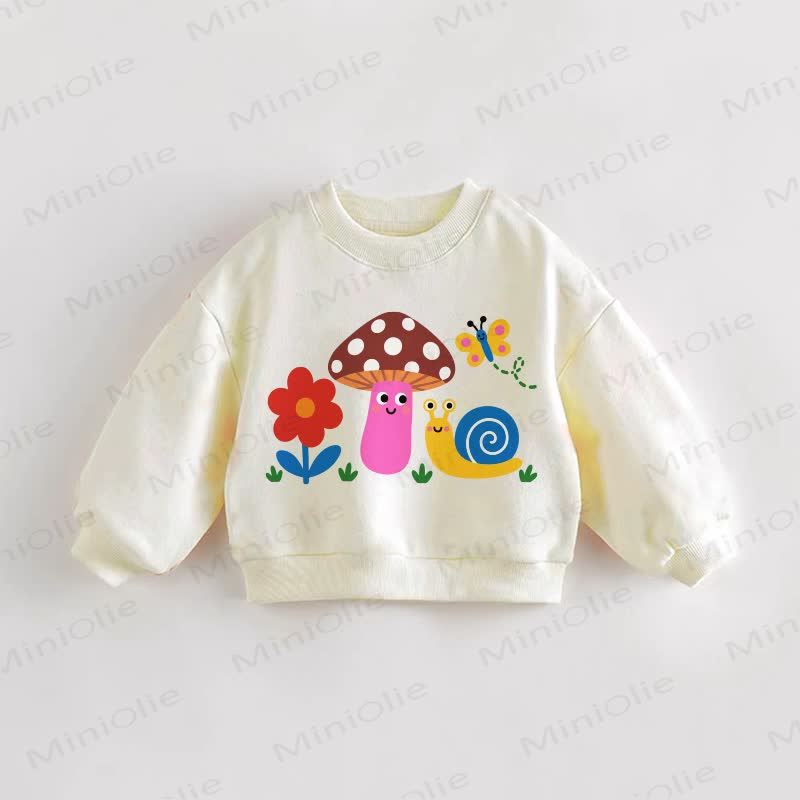 Baby Toddler Animal and Plant Print Cream Sweatshirt - Cream - 3-5T - image 1