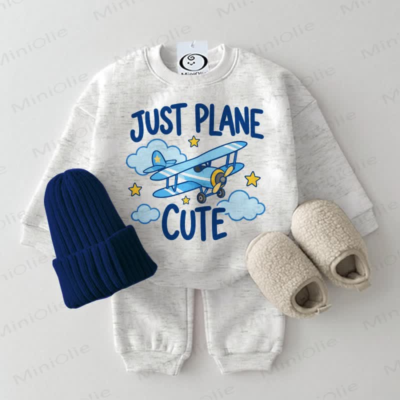 JUST PLANE CUTE Baby Light Grey Sweatshirt 2-piece Set - Light Grey - 2-3T - image 1