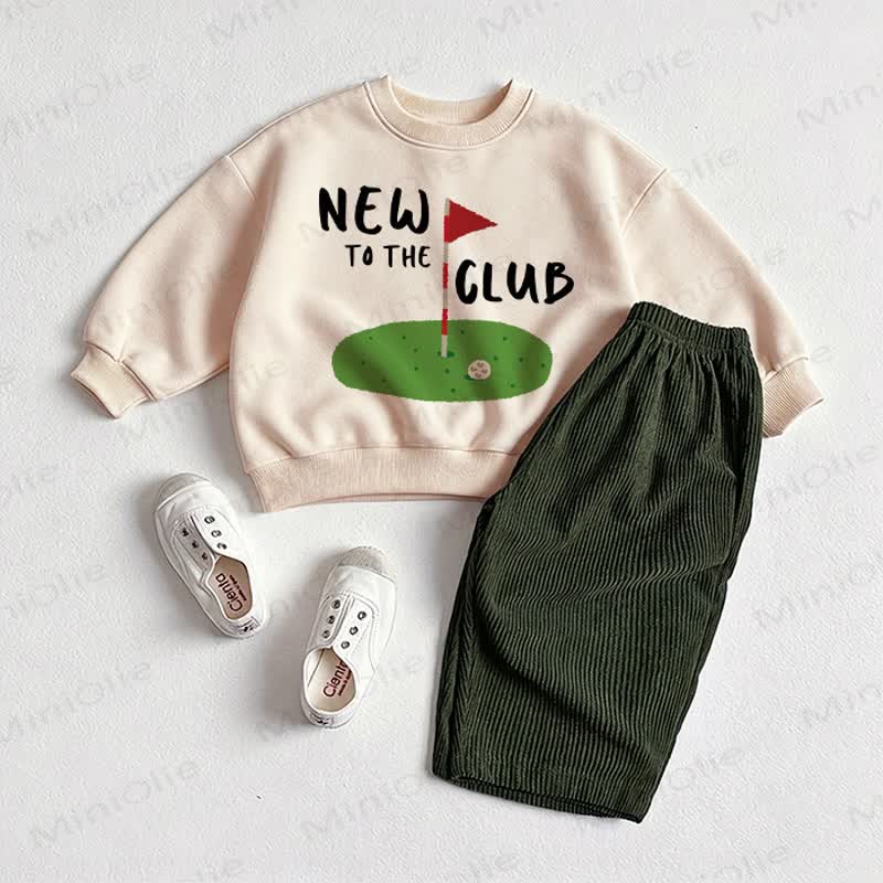 NEW TO THE CLUB Baby Sweatshirt and Pants 2-piece Set - Beige&Green - 2-3T - image 1