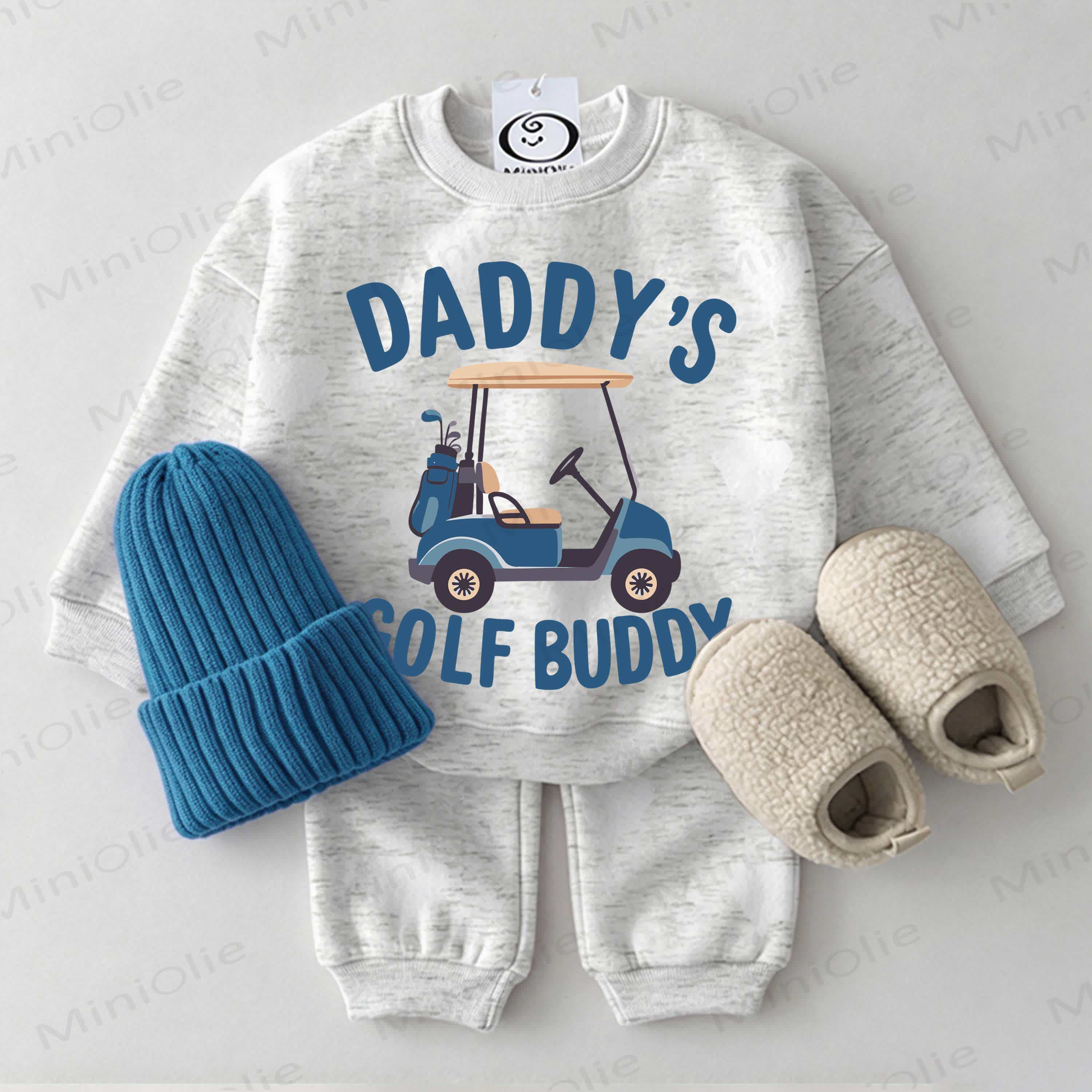 DADDY'S GOLF BUDDY Baby Toddler Golf Cart Light Grey Sweatshirt 2-piece Set - Light Grey - 2-3T - image 1