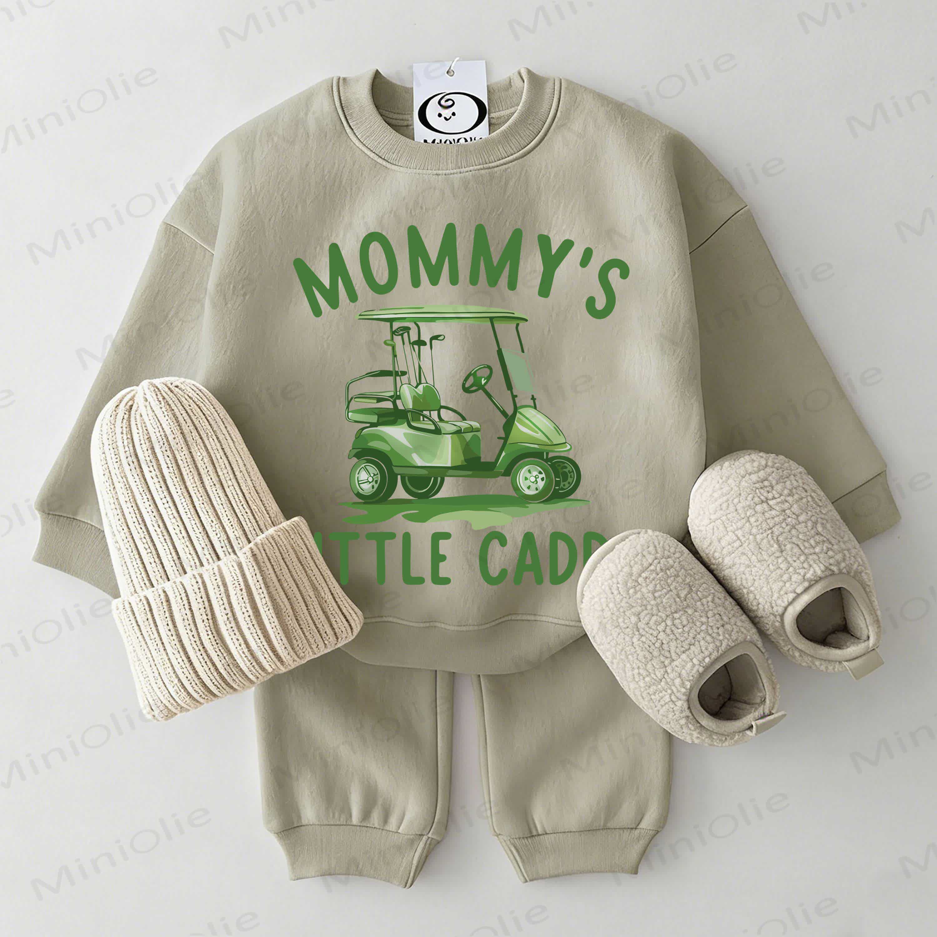 MOMMY'S LITTLE CADDY Baby Golf Cart Grey Green Sweatshirt 2-piece Set - Grey Green - 2-3T - image 1