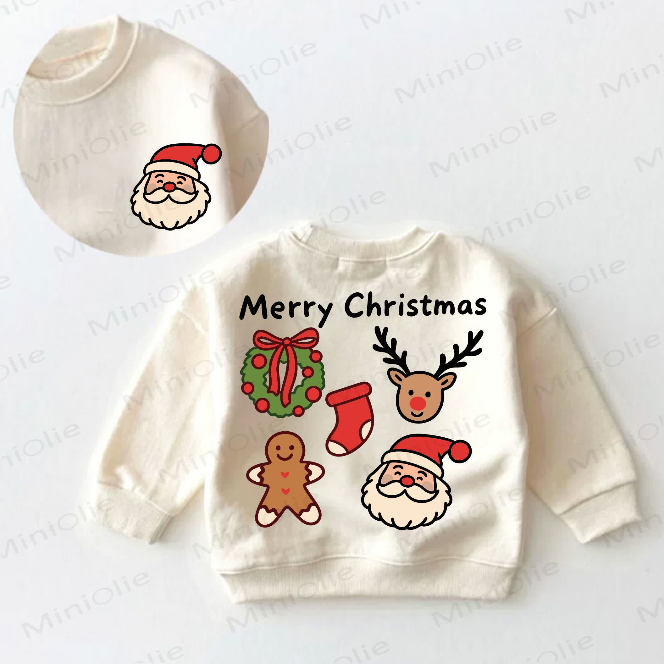 MERRY CHRISTMAS Baby Toddler Christmas Print Cream Sweatshirt - Cream - 3-5T - image 1