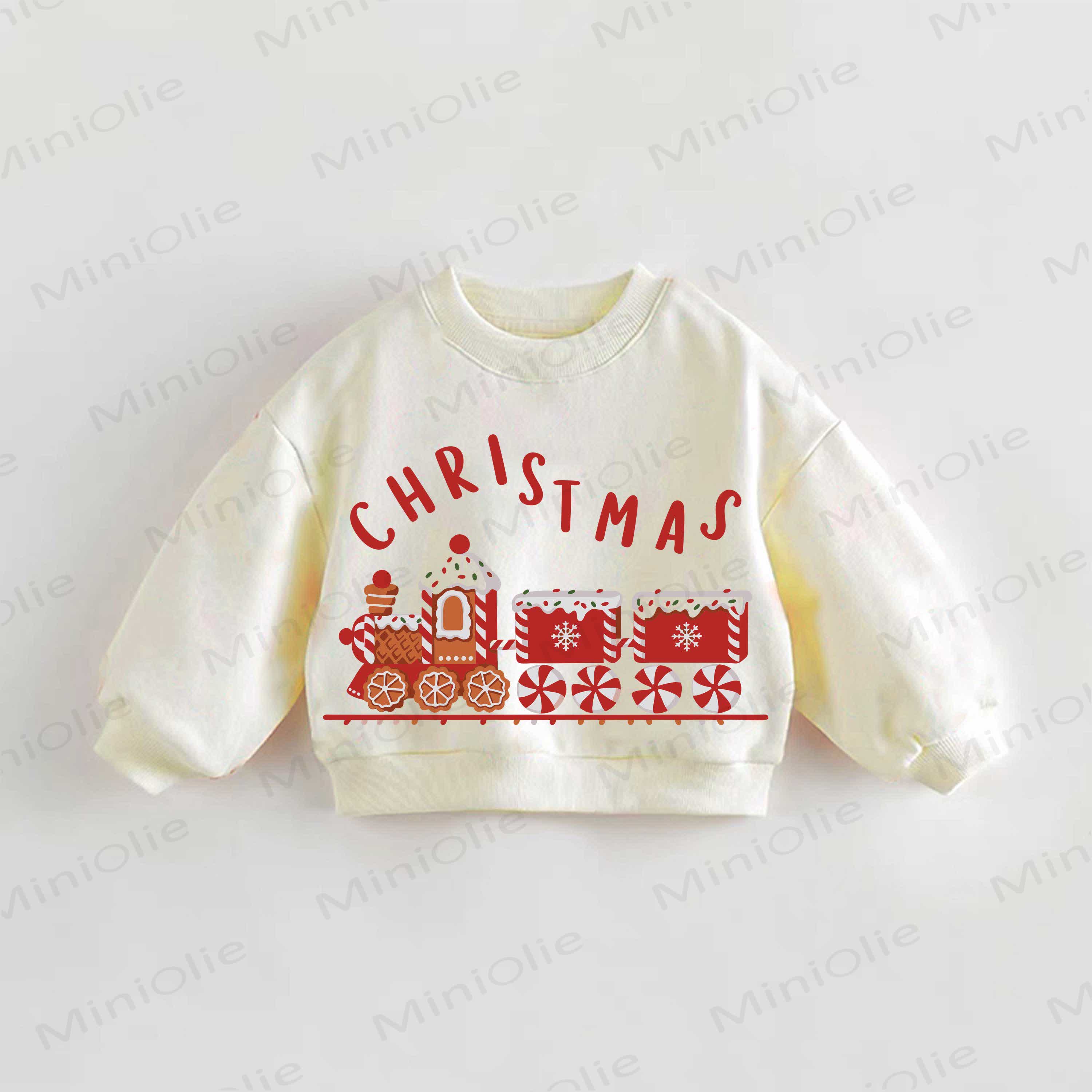 CHRISTMAS Baby Toddler Christmas Cookie Print Cream Sweatshirt - Cream - 3-5T - image 1