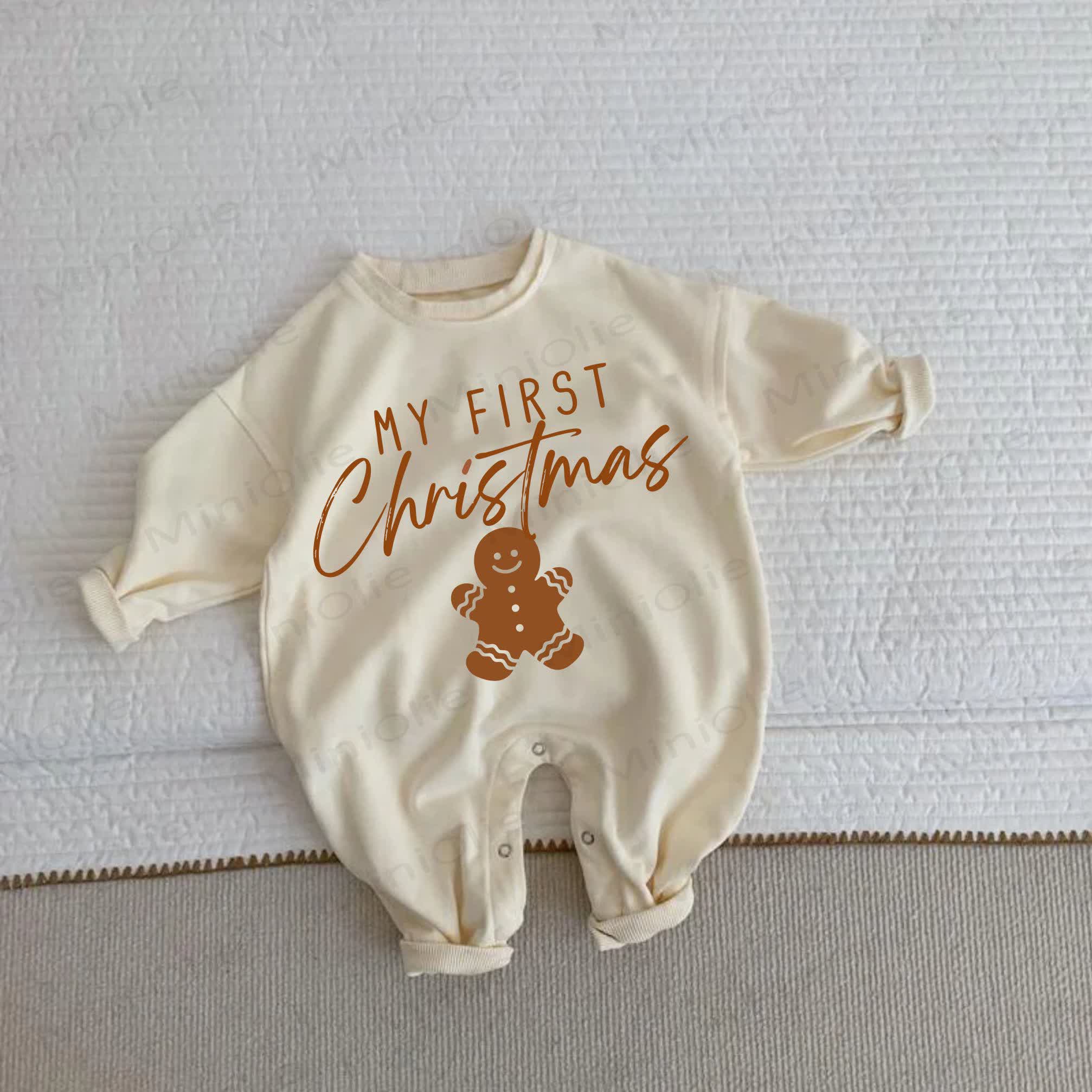 MY FIRST CHRISTMAS Baby Gingerbread Man Beige Romper - Beige - 2-3T - image 1