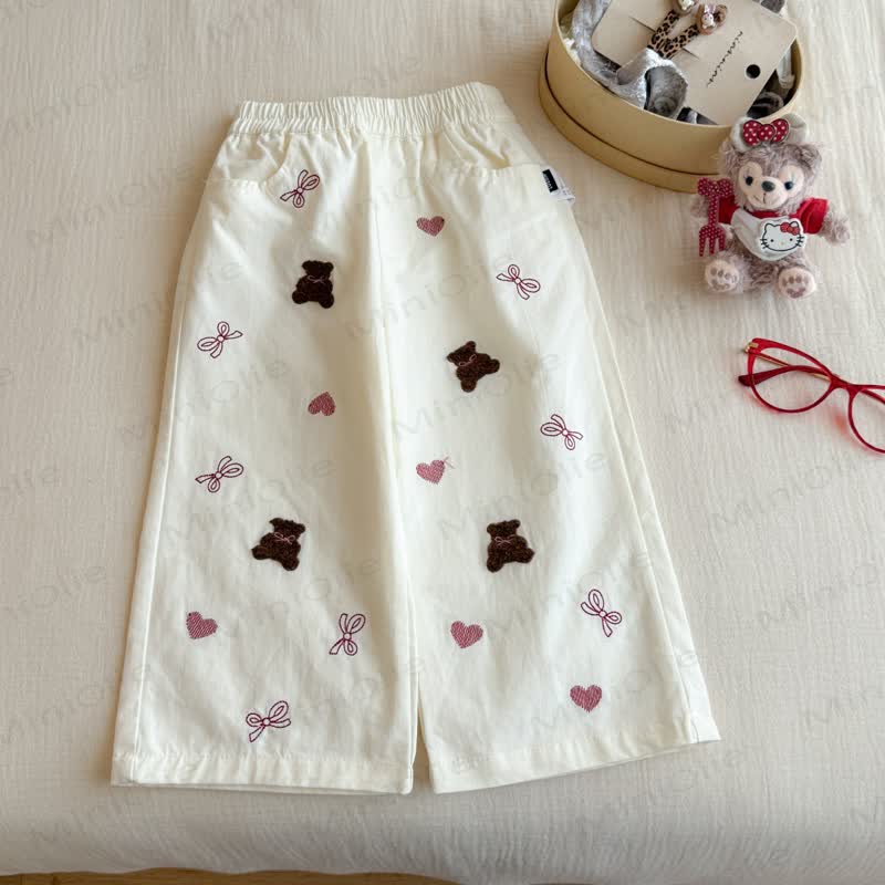 Toddler Girl Animal Bow Pants - Beige - 8-9T - image 2