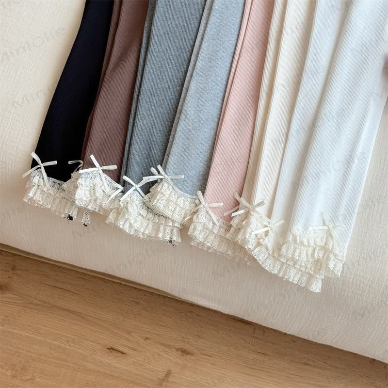 Toddler Girl Bow Lace Hem Leggings - image 6