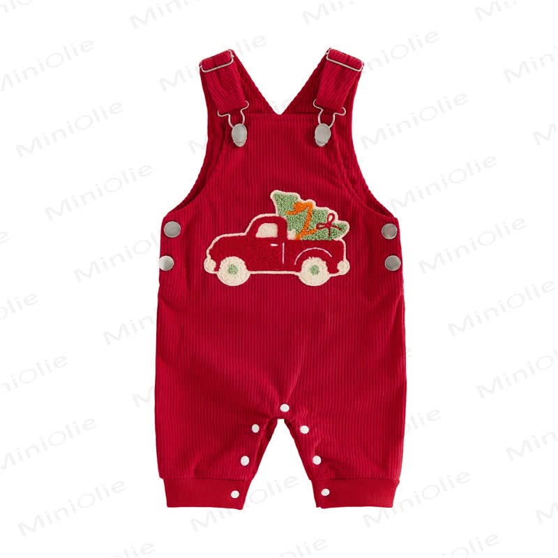 Baby Christmas Tree Truck Patch Overalls - Red - 12-18M - image 1